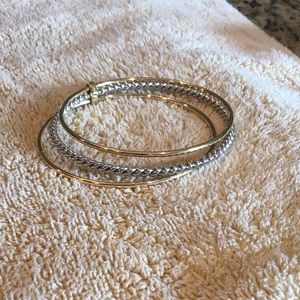 Bangle bracelets, joined. Silver and gold.